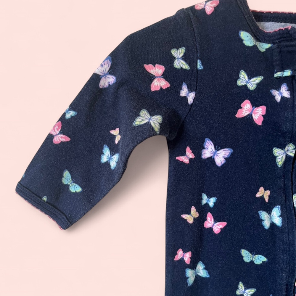 9M Carter’s Infant Baby Girl Butterfly Long Sleeve Coverall Footed Pajamas - Picture 7 of 11